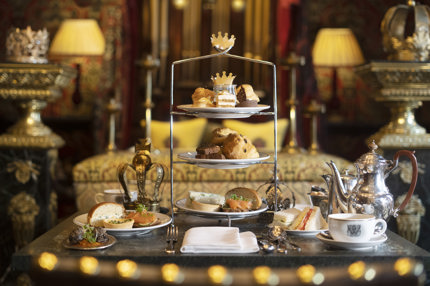 Delicate sandwiches, scones, and pastries served for afternoon tea at The Witchery
